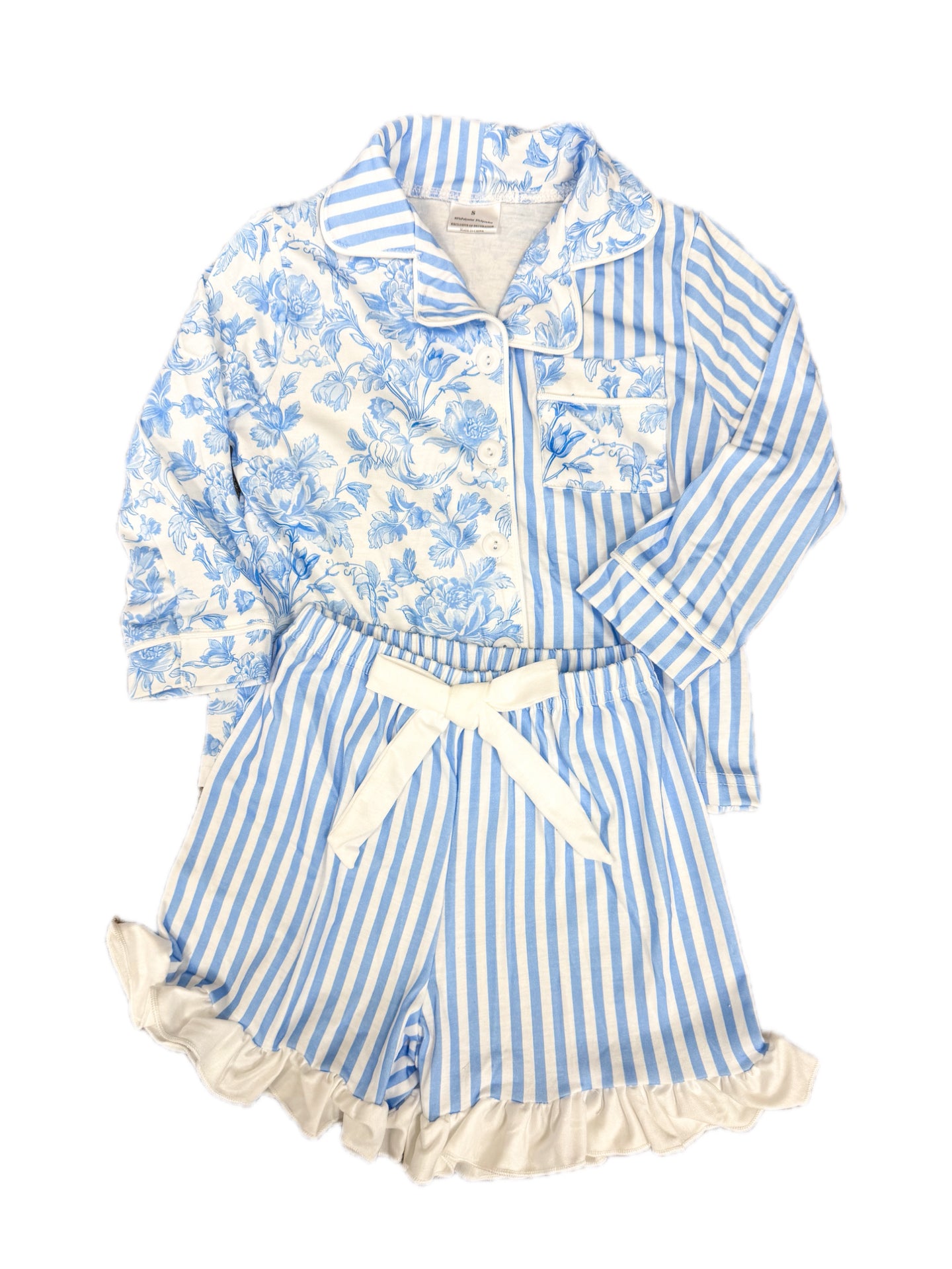 Blue Floral Stripe Lounge Set