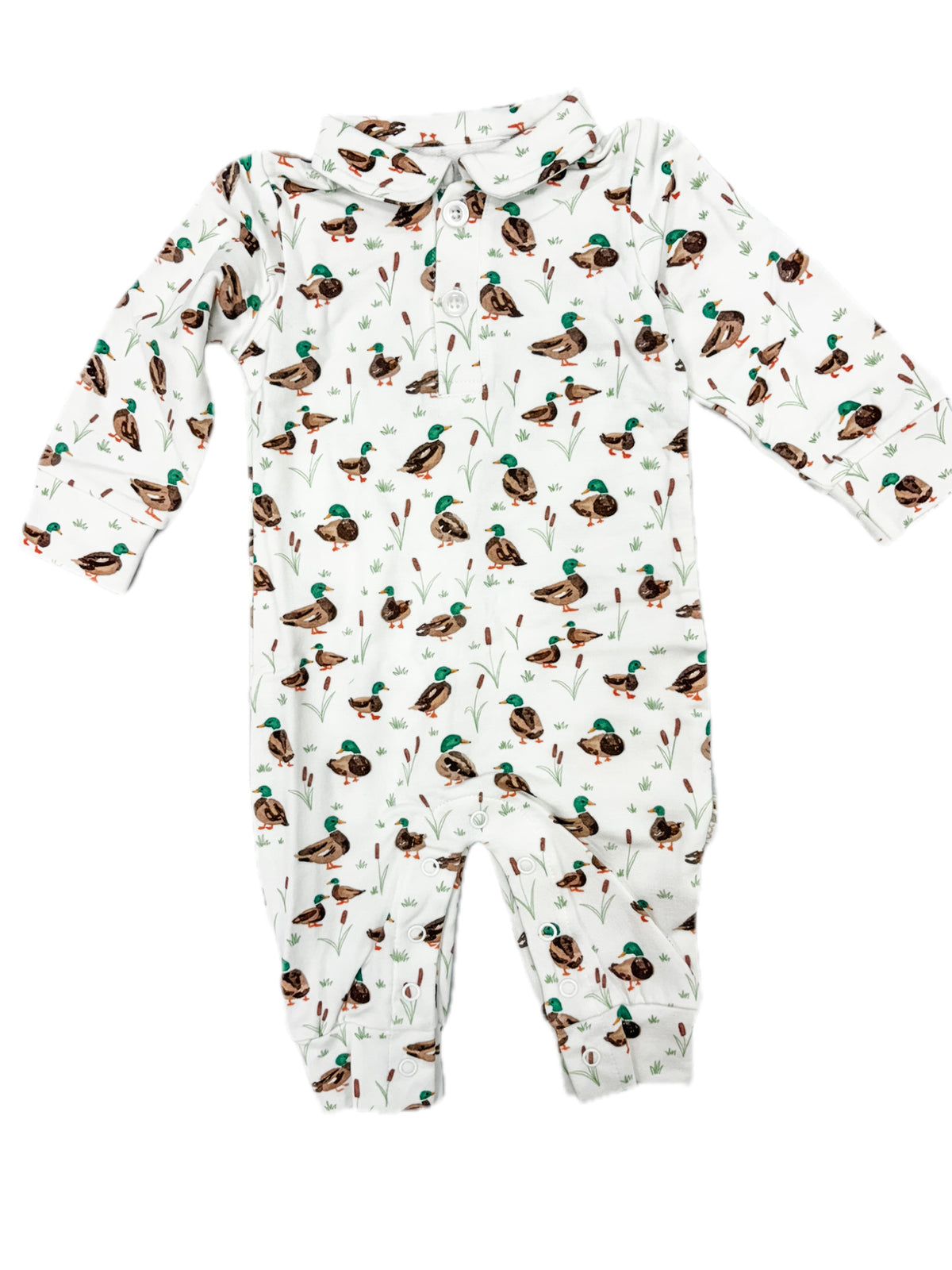 Sweatshirt Polo Romper- Mallard Drake