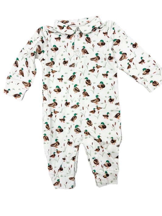 Sweatshirt Polo Romper- Mallard Drake