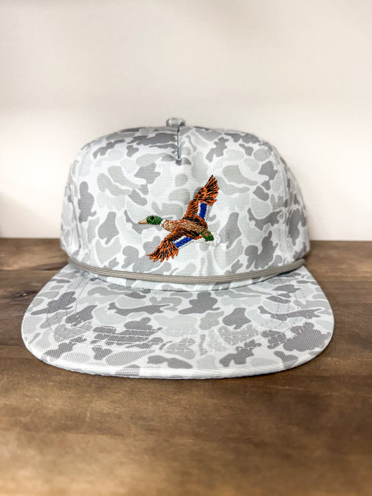 Grey Camo Embroidered Mallard Hat