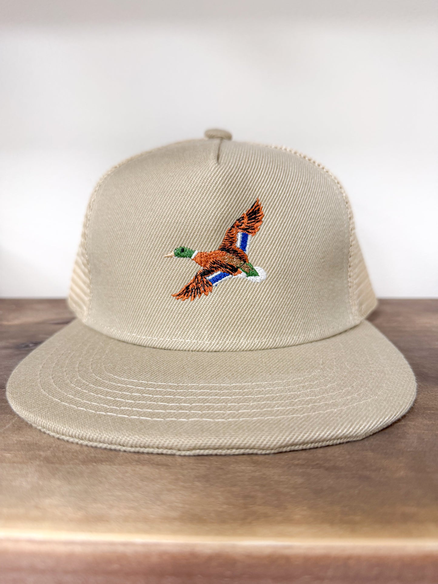 Tan Embroidered Mallard Hat