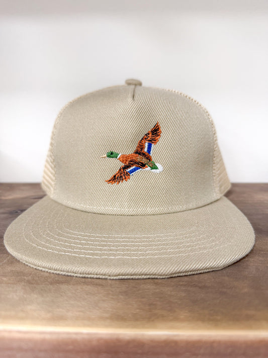 Tan Embroidered Mallard Hat