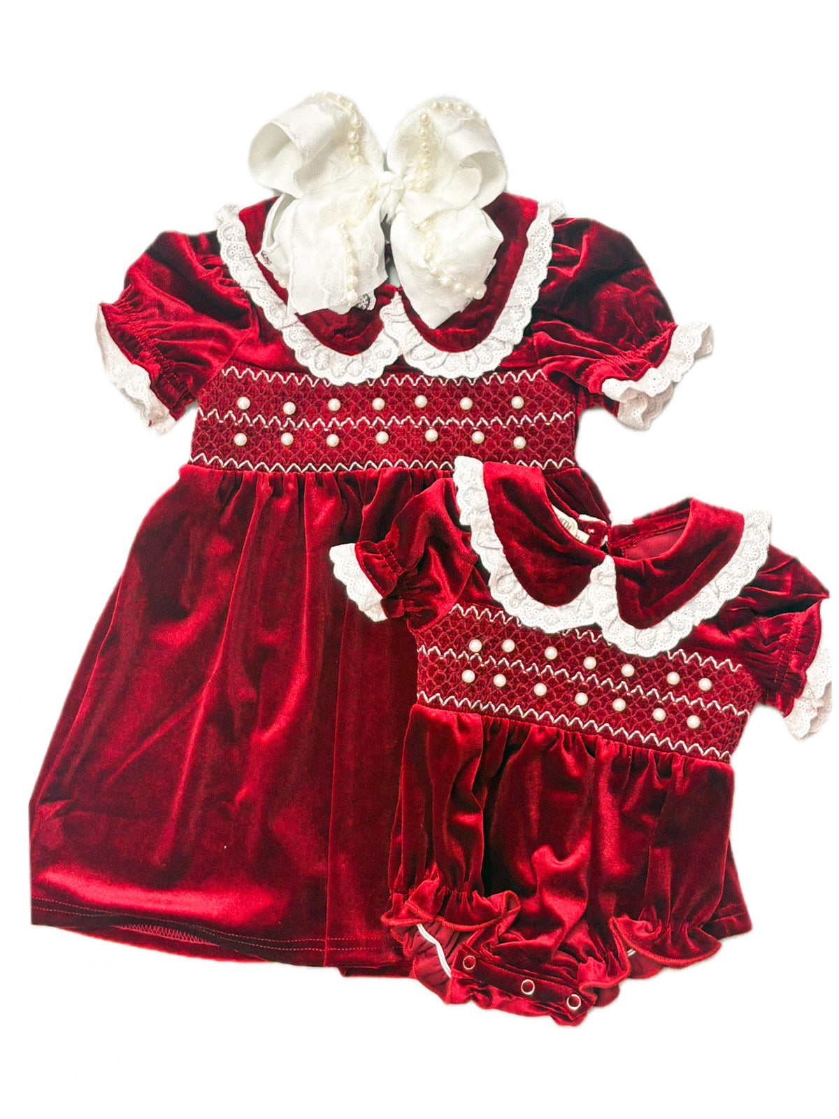 Burgundy Velvet Pearl Smock