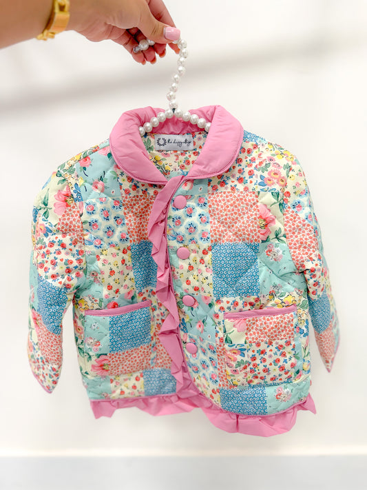 Floral Patchwork Ruffle Coat