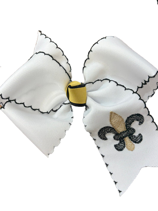 Black Lace fleur de lis Bow