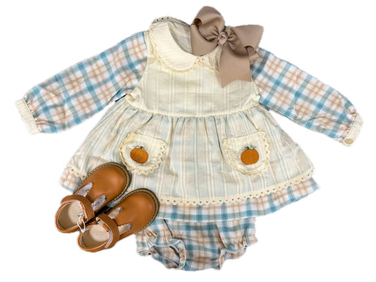 Cream Pumpkin Embroidered Bloomer Set