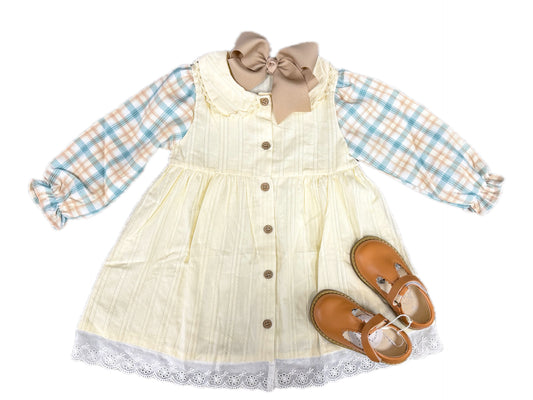 Cream Plaid Fall Dress