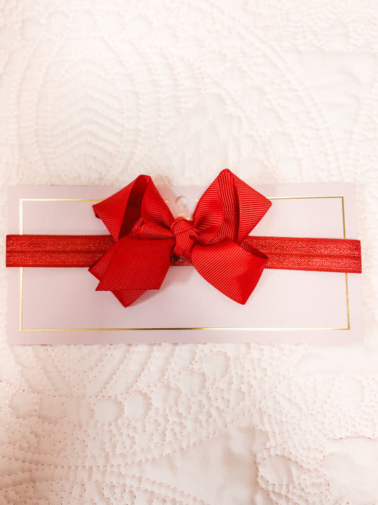 Mini Red Headband Bow - 3”