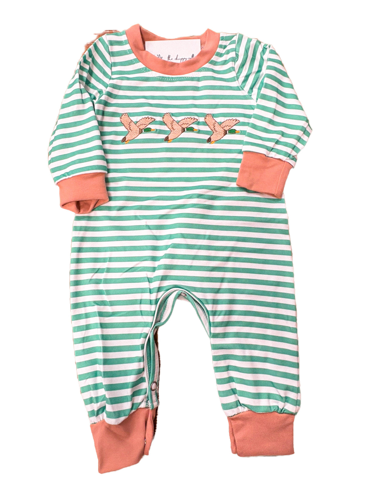 Green Striped Flying Mallard Romper