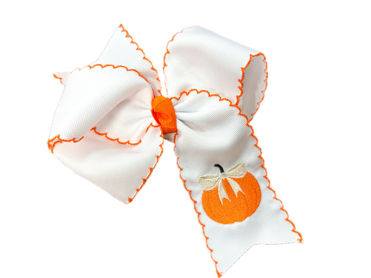 Orange Moonstitch Pumpkin Bow