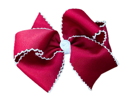 Burgundy Moon-stitch Hair Bow