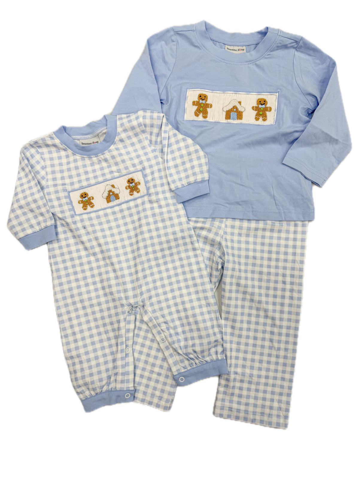 Blue Hand Smocked Gingerbread Man