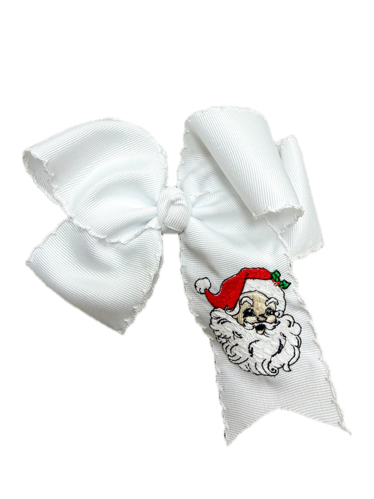 White Moonstitch Vintage Red Santa Bow
