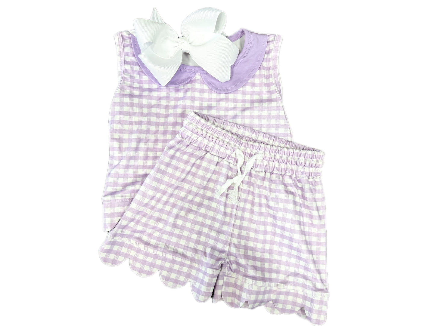 Purple Collar Gingham Set
