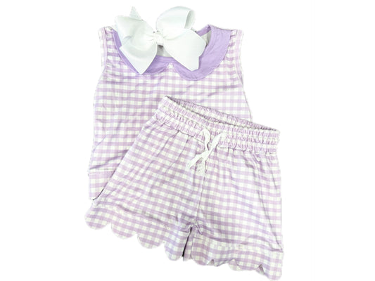 Purple Collar Gingham Set
