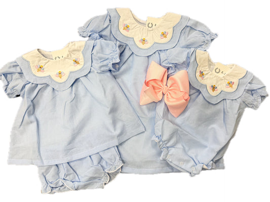 Baby Blue Embroidered Turkey Plaid