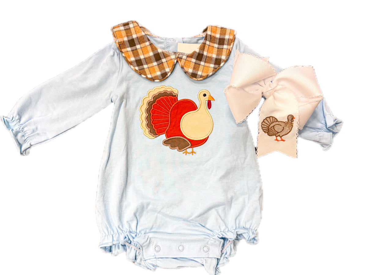 Turkey Appliqué Plaid Collar Bubble
