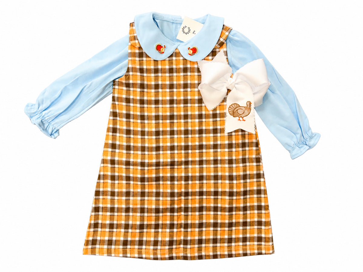 Turkey Flannel Plaid Collar Dress