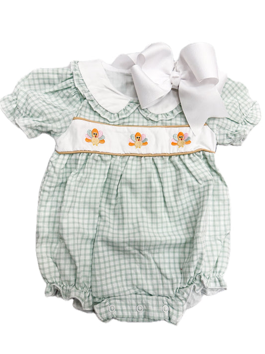 Green Gingham Turkey Ruffle Bubble
