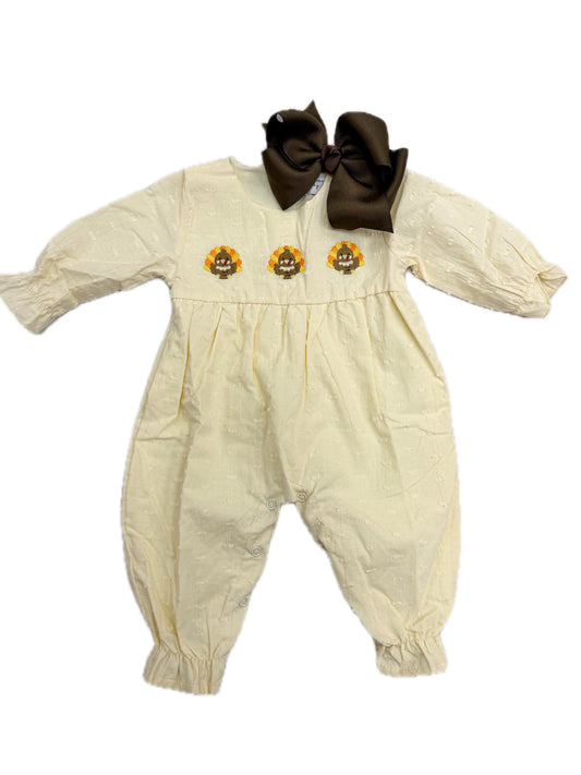 Cream Swiss Dot Turkey Romper