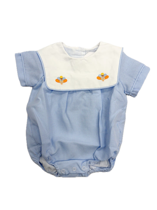 Baby Blue Turkey Peter Pan Collar Bubble