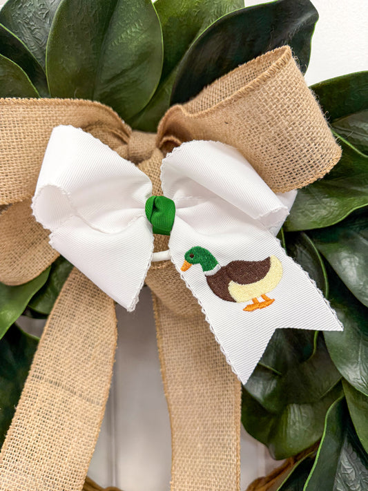 Green Mallard Moon stitch Bow