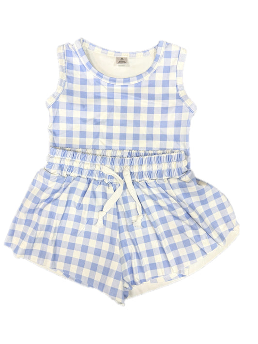 Blue Gingham Active Short Set