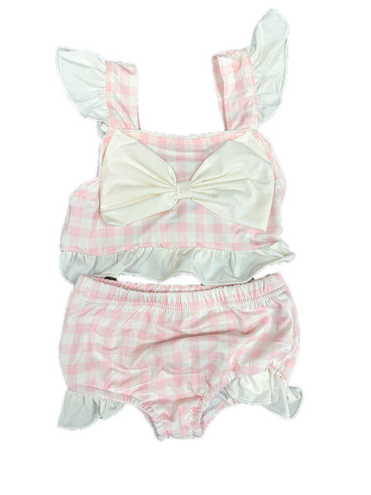 2PC Pink Gingham Bow Swim