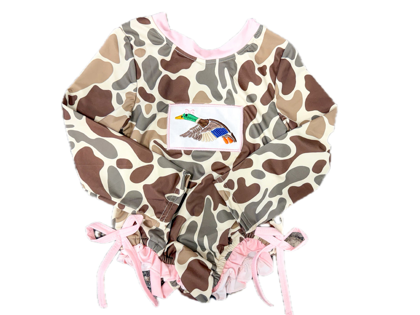 Embroidered Pink Mallard Swim
