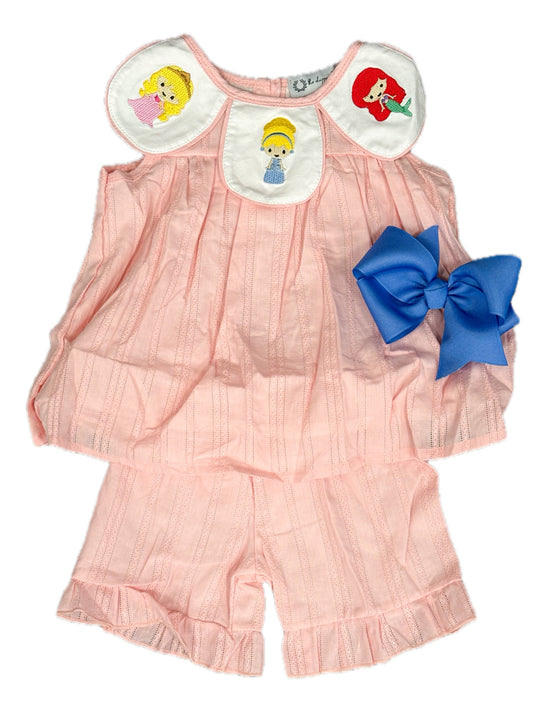 Scalloped Embroidered Princess Short Set