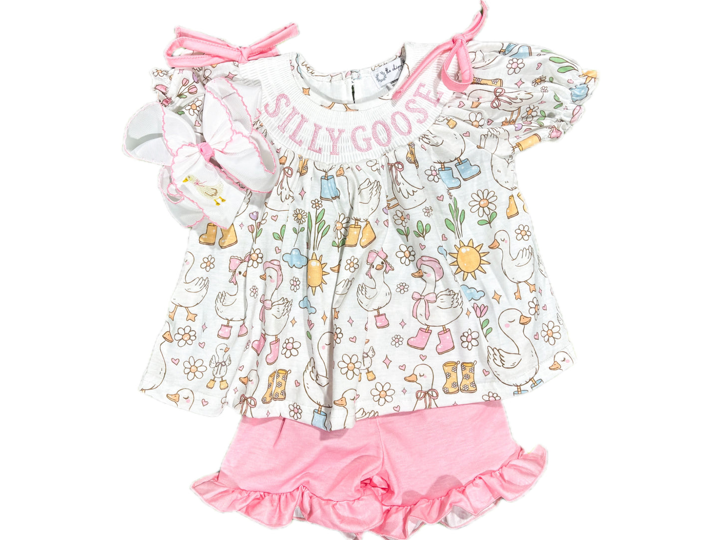 Silly Goose Smocked Short Set