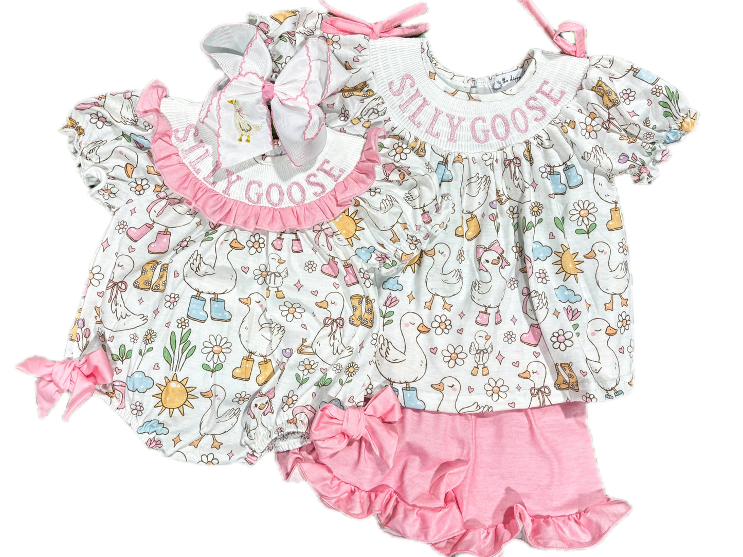Silly Goose Smocked Short Set