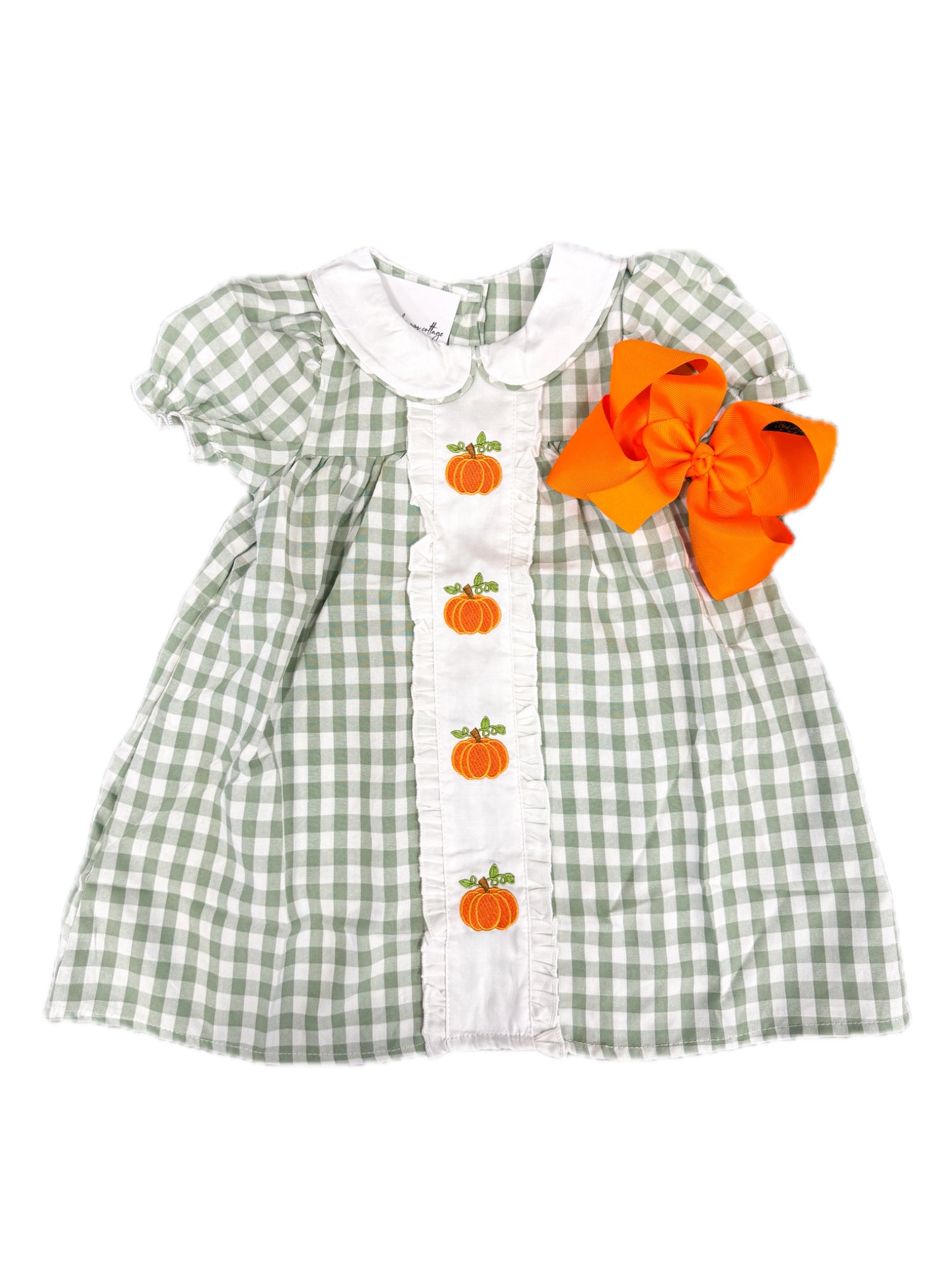 Sage Pumpkin Gingham Dress