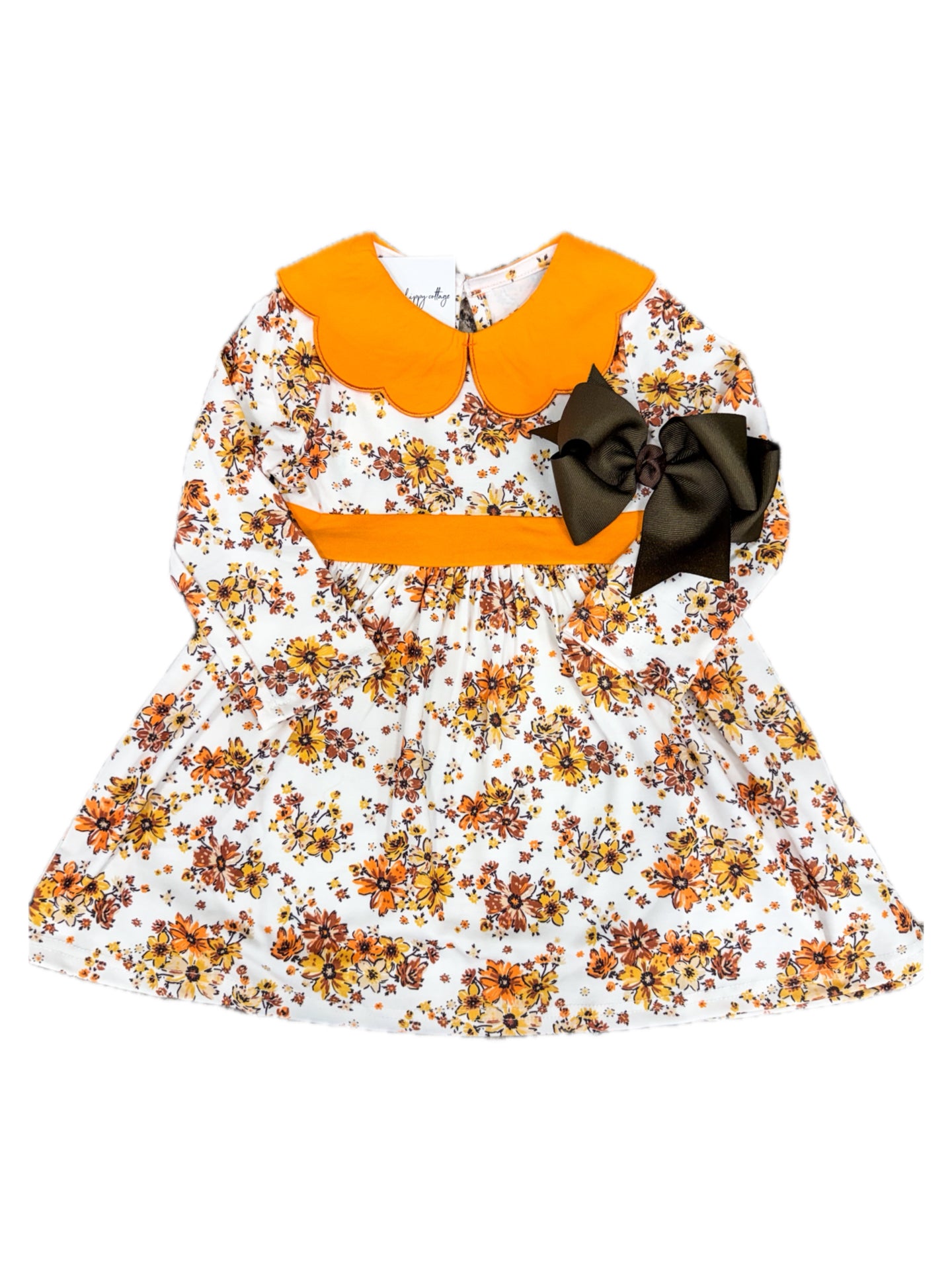 Fall Floral Petals Collar Dress