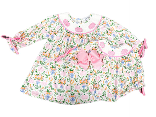 Pink Pumpkin Floral Smock