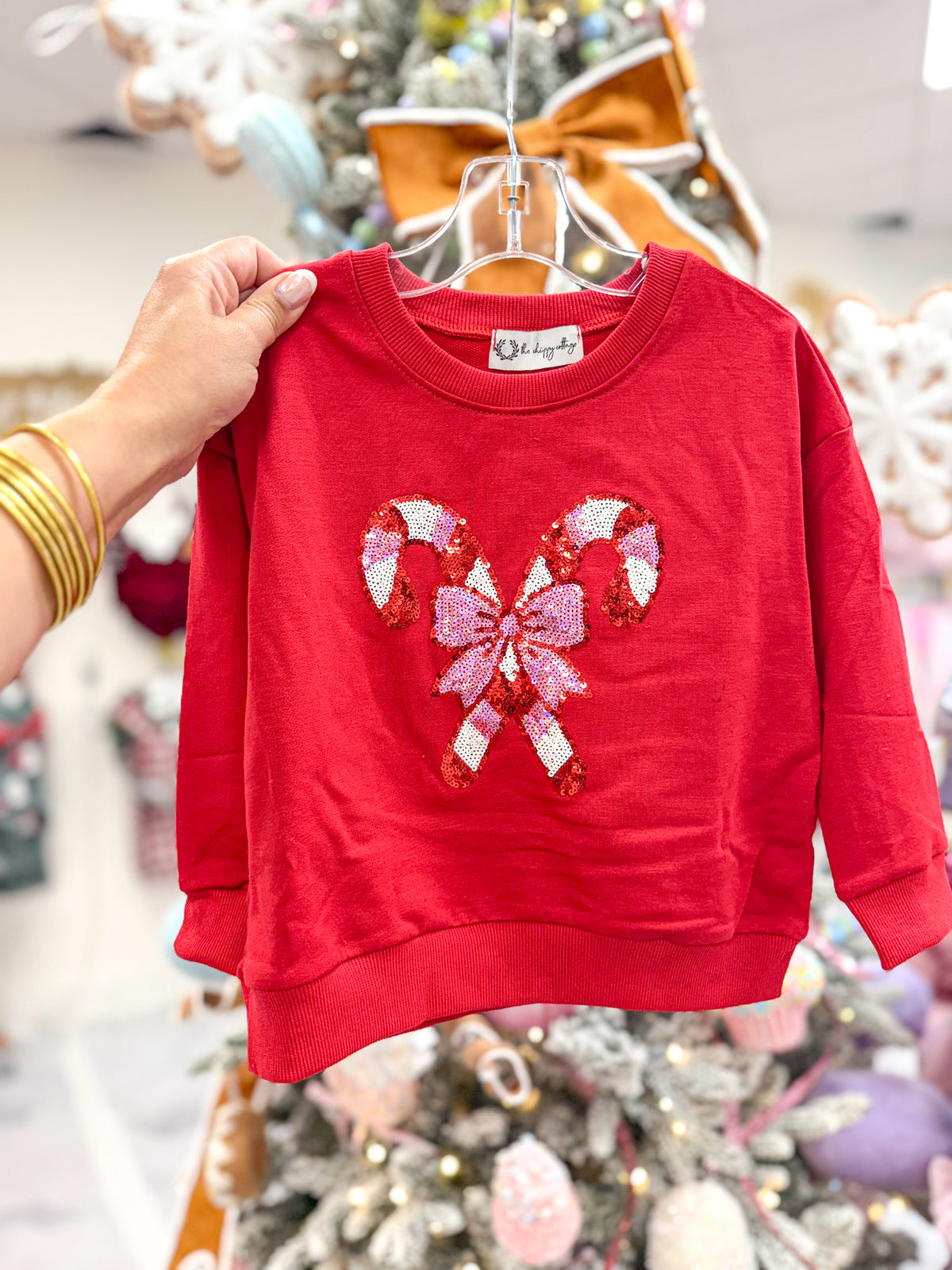 Red Candy Cane Sequin Pullover