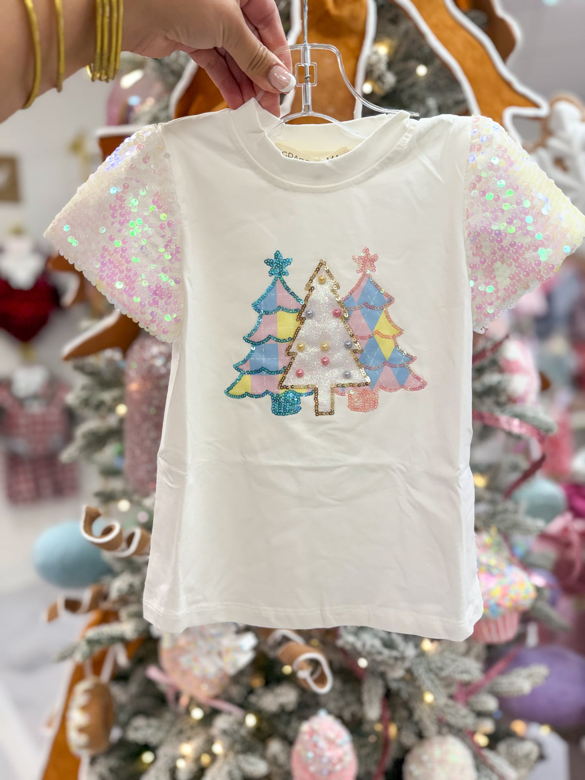 Girls' Festive Forest on Princess Top, White