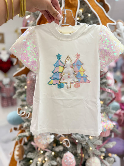 Girls' Festive Forest on Princess Top, White