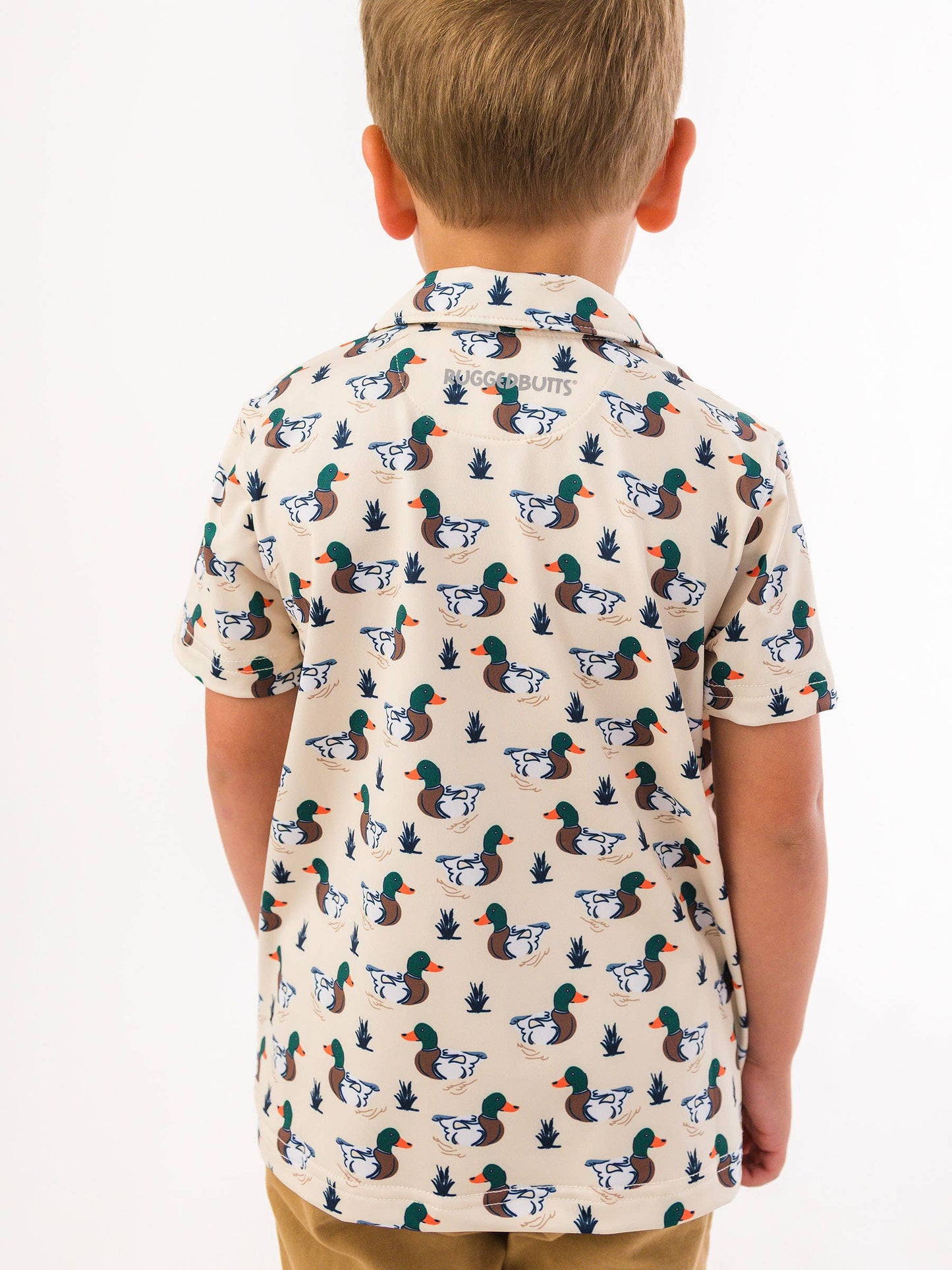 Boys Mallard Marsh Duck Knit Short Sleeve Performance Polo