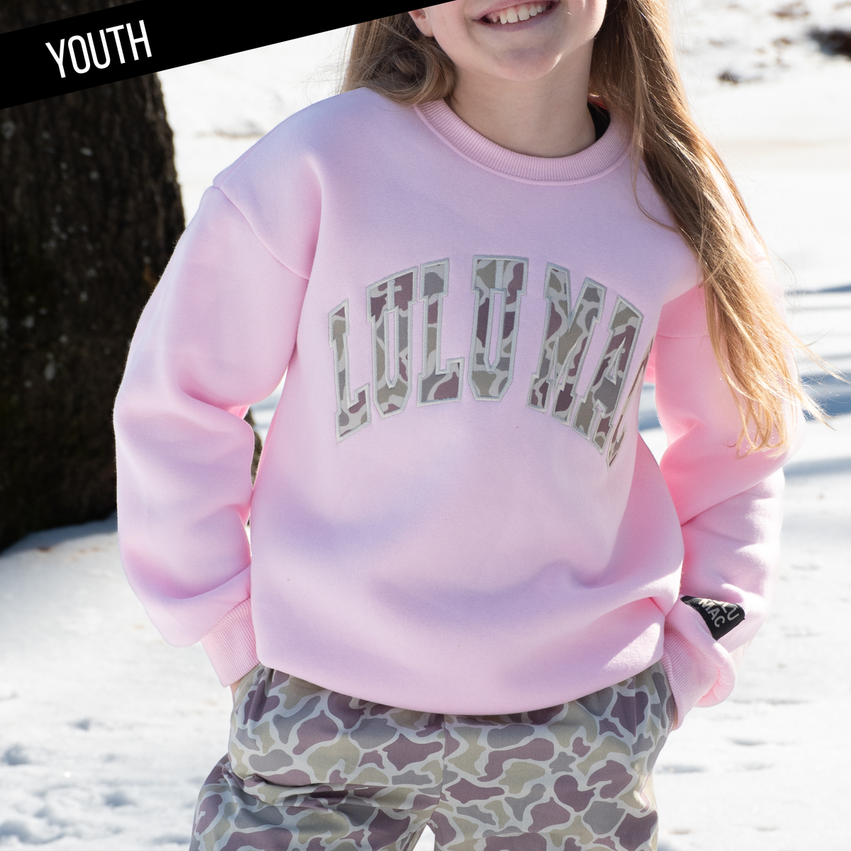 L CAMO LIGHT PINK LULU MAC PULLOVER