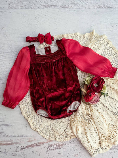 Holiday Velvet Onesie & Headband