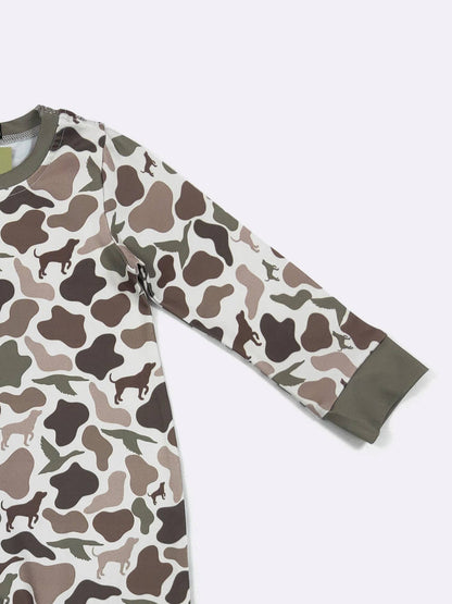 Dog Duck Hunt Camo Boy Romper
