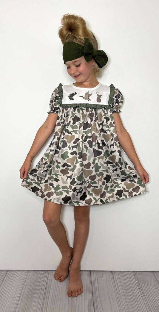 Camo Embroidery Girls Dress