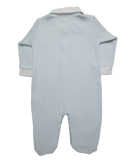 Baby Boy Airplane Luxury Jacquard Open Front Pima Cotton Jumpsuit