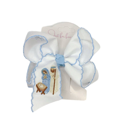Away In a Manger Embroidered Hair Bow