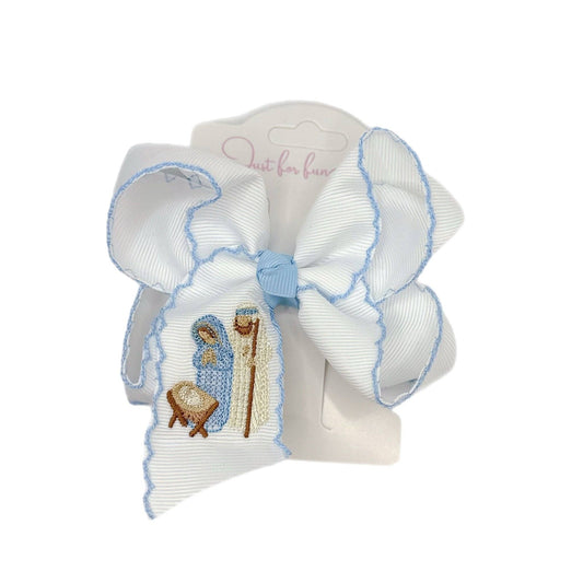 Away In a Manger Embroidered Hair Bow