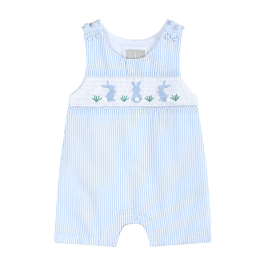 Seersucker Bunny Smocked Overalls