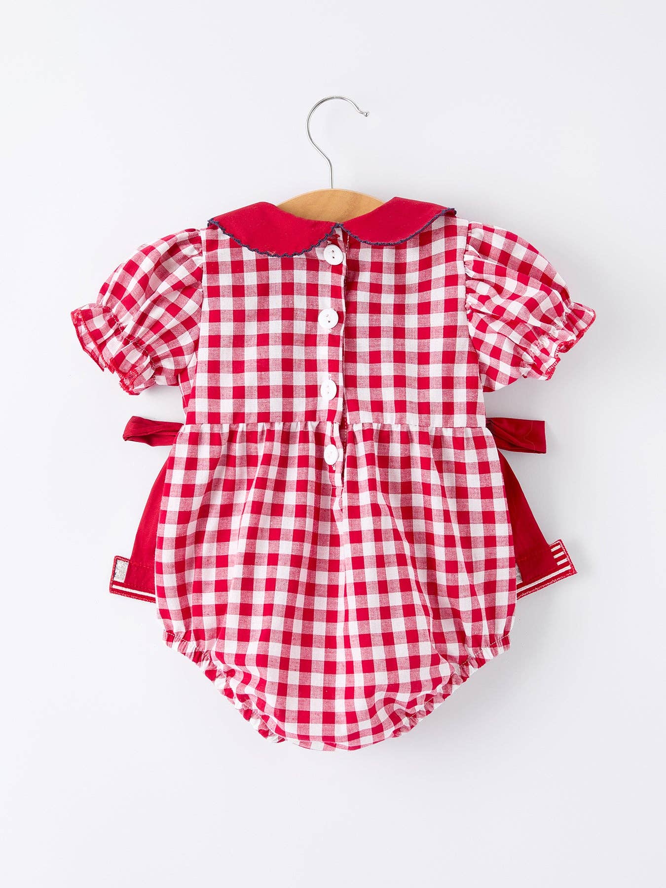 Plaid Flag Peter Pan Collar Bubble