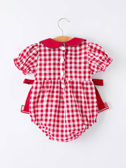 Plaid Flag Peter Pan Collar Bubble
