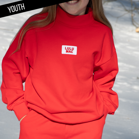 LULU MAC KID LONGSLEEVE TERRY CLOTH TOP-RED